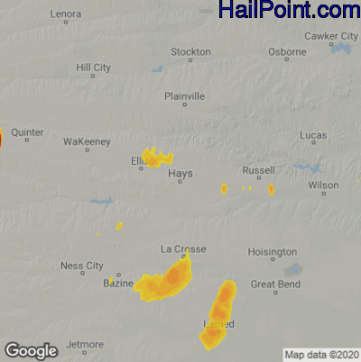 Hail Map for Hays, KS Region on April 21, 2022