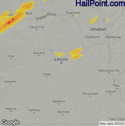 Hail Map for Lincoln, NE Region on April 22, 2022