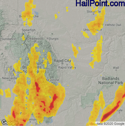 Hail Map for Rapid City, SD Region on April 22, 2022