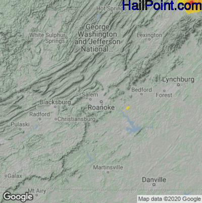 Hail Map for Roanoke, VA Region on April 26, 2022