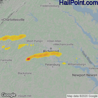 Hail Map for Richmond, VA Region on April 26, 2022 