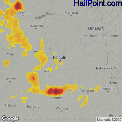 Hail Map for Lincoln, NE Region on April 28, 2022