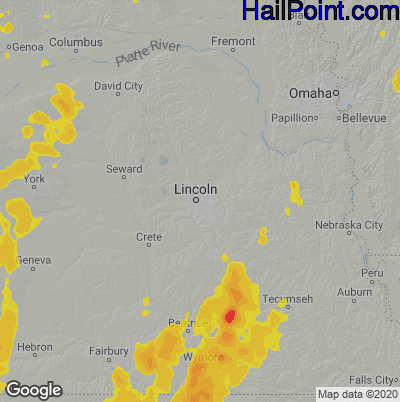 Hail Map for Lincoln, NE Region on April 29, 2022
