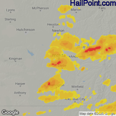 Hail Map for Wichita, KS Region on April 30, 2022