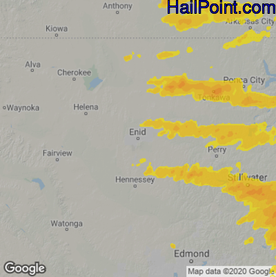 Hail Map for Enid, OK Region on April 30, 2022