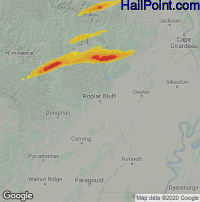 Hail Map for Poplar Bluff, MO Region on April 30, 2022