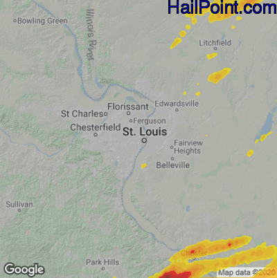 Hail Map for St. Louis, MO Region on April 30, 2022 