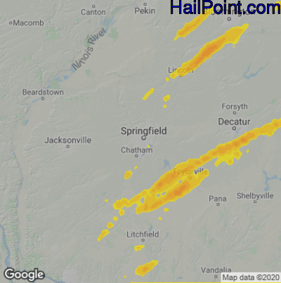 Hail Map for Springfield, IL Region on April 30, 2022