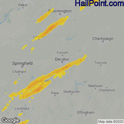 Hail Map for Decatur, IL Region on April 30, 2022