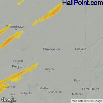 Hail Map for Champaign, IL Region on April 30, 2022 
