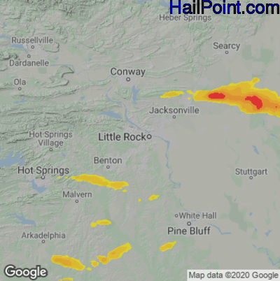 Hail Map for Little Rock, AR Region on April 30, 2022