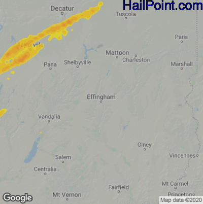 Hail Map for Effingham, IL Region on April 30, 2022 