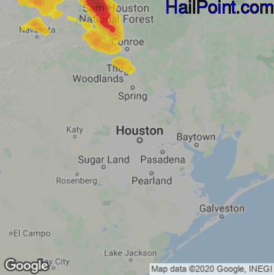 Hail Map for Houston, TX Region on May 1, 2022