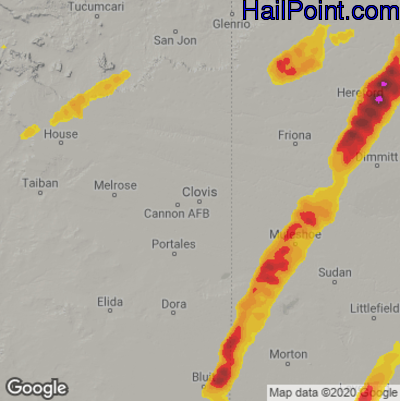 Hail Map for Clovis, NM Region on May 1, 2022
