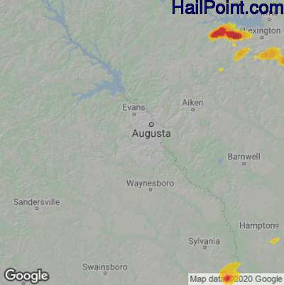Hail Map for Augusta, GA Region on May 1, 2022 