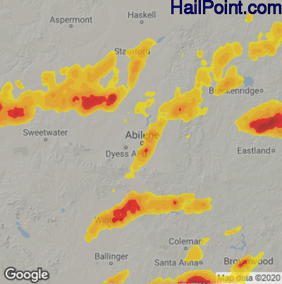 Hail Map for Abilene, TX Region on May 2, 2022 