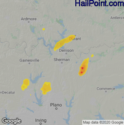 Hail Map for Sherman, TX Region on May 2, 2022 