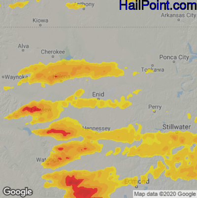 Hail Map for Enid, OK Region on May 2, 2022