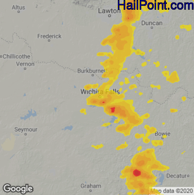 Hail Map for Wichita Falls, TX Region on May 2, 2022