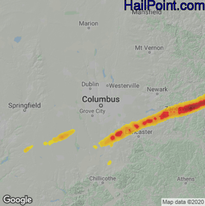 Hail Map for Columbus, OH Region on May 3, 2022 