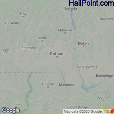 Hail Map for Dothan, AL Region on May 3, 2022