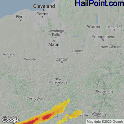 Hail Map for Canton, OH Region on May 3, 2022 