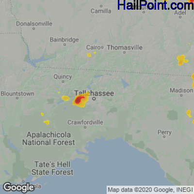 Hail Map for Tallahassee, FL Region on May 3, 2022 