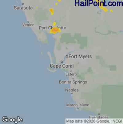 Hail Map for Cape Coral, FL Region on May 3, 2022