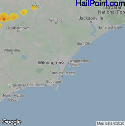 Hail Map for Wilmington, NC Region on May 3, 2022