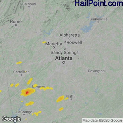 Hail Map for Atlanta, GA Region on May 4, 2022 
