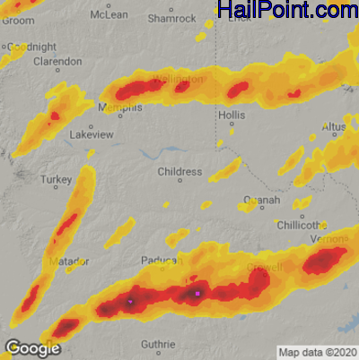 Hail Map for Childress, TX Region on May 4, 2022