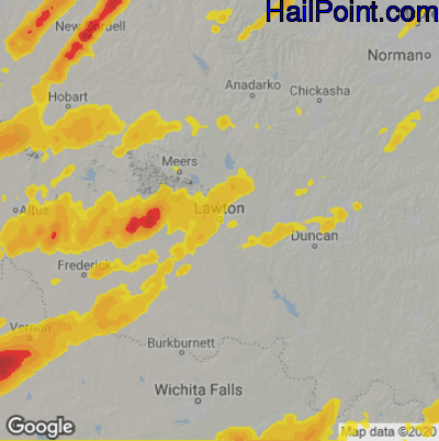 Hail Map for Lawton, OK Region on May 4, 2022