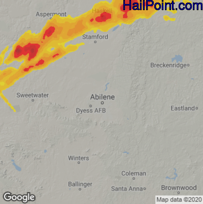 Hail Map for Abilene, TX Region on May 4, 2022