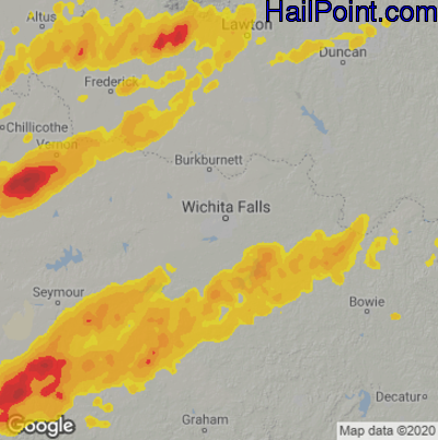 Hail Map for Wichita Falls, TX Region on May 5, 2022 