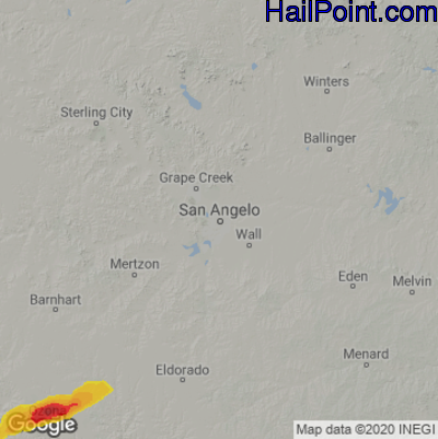 Hail Map for San Angelo, TX Region on May 5, 2022