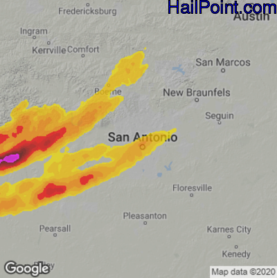 Hail Map for San Antonio, TX Region on May 5, 2022