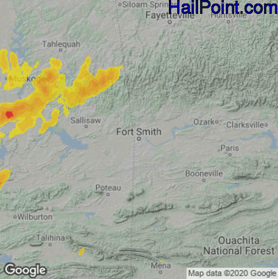 Hail Map for Forth Smith, AR Region on May 5, 2022