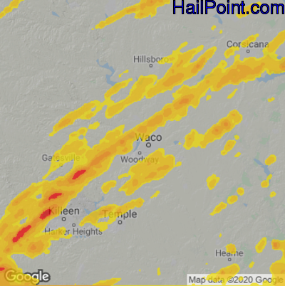 Hail Map for Waco, TX Region on May 5, 2022 