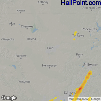 Hail Map for Enid, OK Region on May 5, 2022