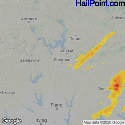 Hail Map for Sherman, TX Region on May 5, 2022