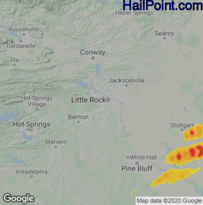 Hail Map for Little Rock, AR Region on May 5, 2022 