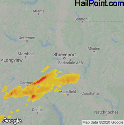 Hail Map for Shreveport, LA Region on May 5, 2022 
