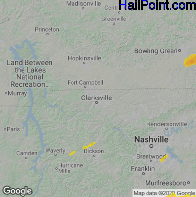 Hail Map for Clarksville, TN Region on May 5, 2022