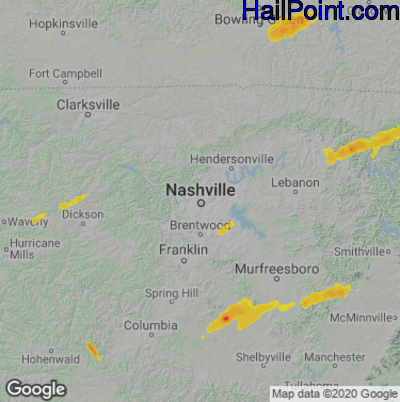 Hail Map for Nashville, TN Region on May 5, 2022