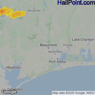 Hail Map for Beaumont, TX Region on May 5, 2022