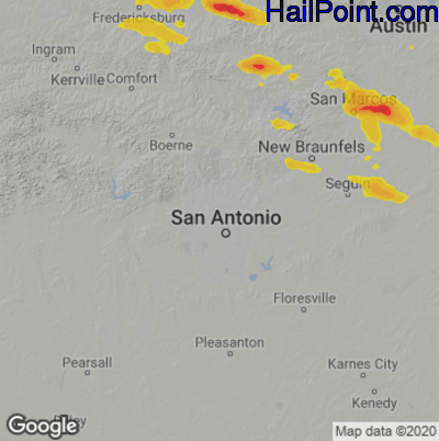 Hail Map for San Antonio, TX Region on May 5, 2022