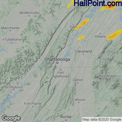 Hail Map for Chattanooga, TN Region on May 6, 2022