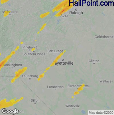 Hail Map for Fayetteville, NC Region on May 6, 2022 