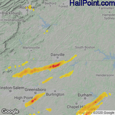 Hail Map for Danville, VA Region on May 6, 2022
