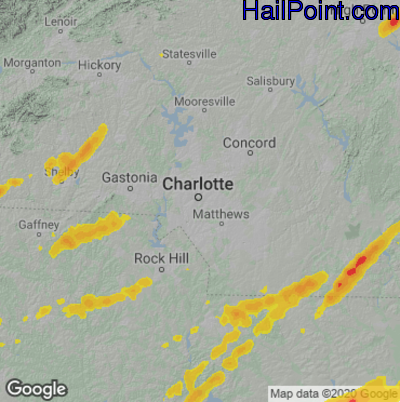 Hail Map for Charlotte, NC Region on May 6, 2022